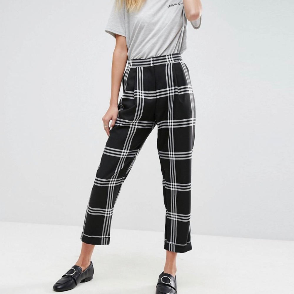 ASOS plaid trouser pant size 4